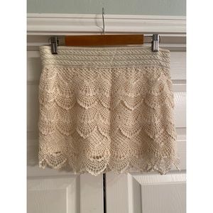Ivory lace mini skirt